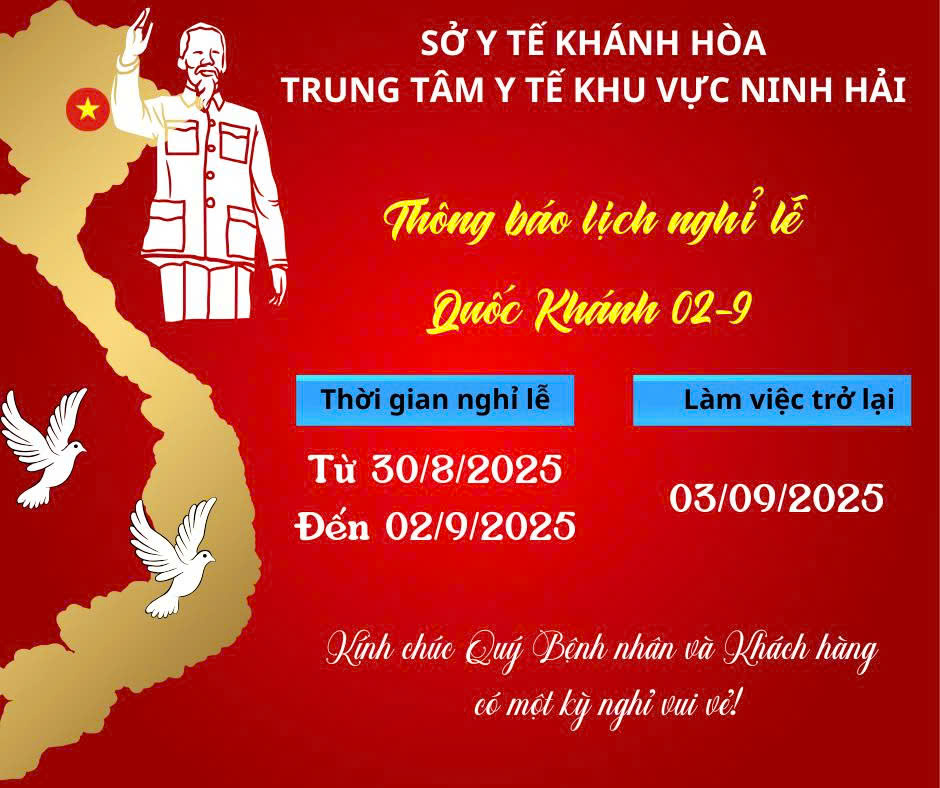 Lịch nghỉ lễ 2-9 TTYT KV Ninh Hải